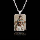 Colgante Conmemorativo con Piedra Cerámica Rectangular, Plata de Ley 925